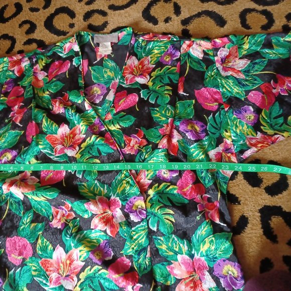 Mint Condition Vintage Tropical Jungle Print Dressing Gown With Pockets - Picture 7 of 10